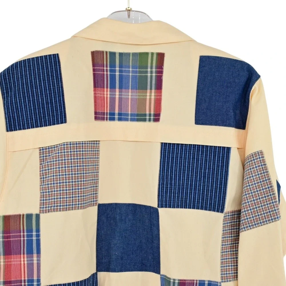 Vintage‎ Granny Grandpa Koret City Blues Patchwork Zip Up Jacket Patchwork
